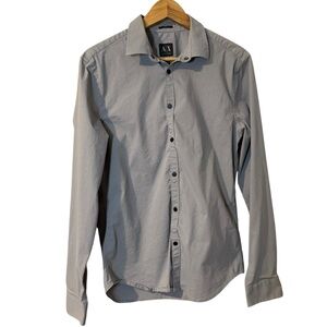 A|X Armani Exchange Men's Slim Fit Gray Striped Snap Button Long Sleeve Shirt-M